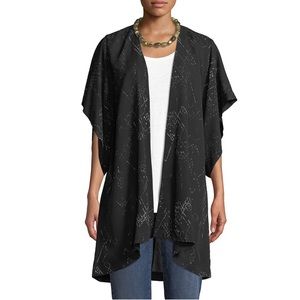 Eileen Fisher Marrakesh Printed Kimono Jacket Silk Blend Open Front